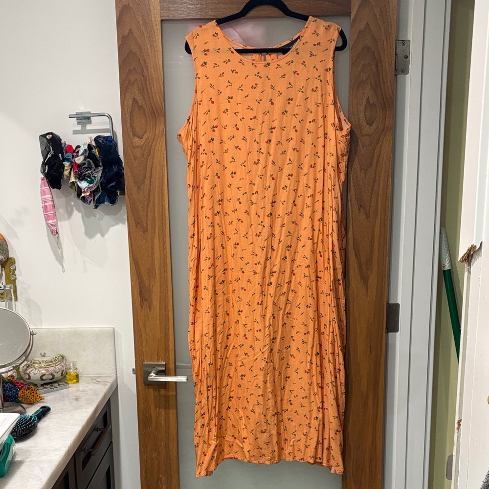 Vintage Denim&Co Orange Floral Polkadot Dress
